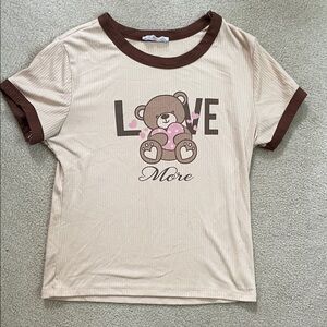 Beautees‎ Cream and Brown Bear Love T-Shirt
